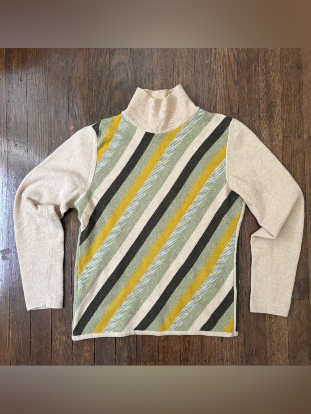 Burberry London Lambswool Mock Neck Retro Striped Sweater XS/S